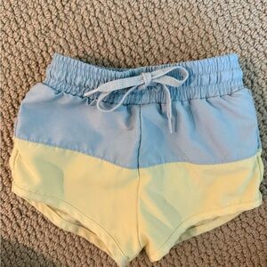 Minnow Swim Size 1 Blue and Yellow Swim Trunks with Elastic Waistband